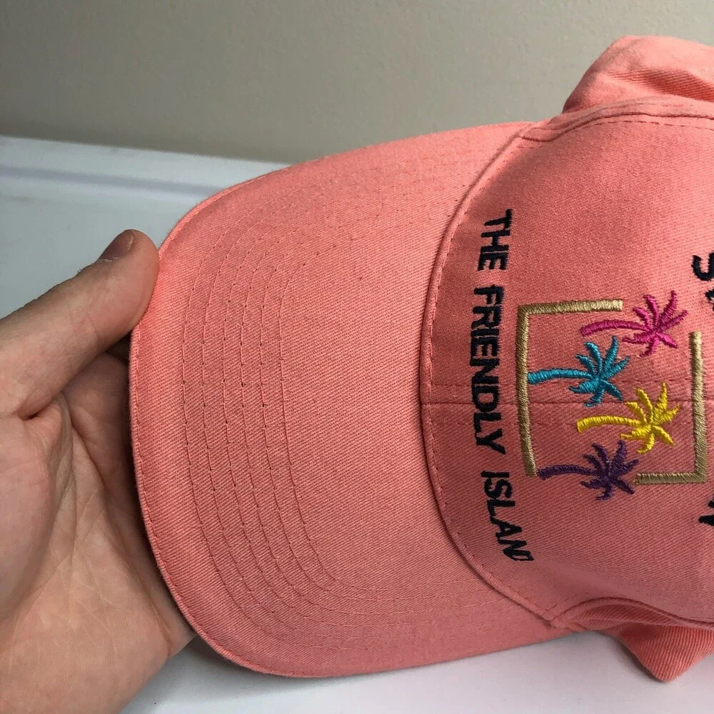 Florida Hat Women Pink Adjustable Strap Baseball Cap Island Palm Tree St Maarten